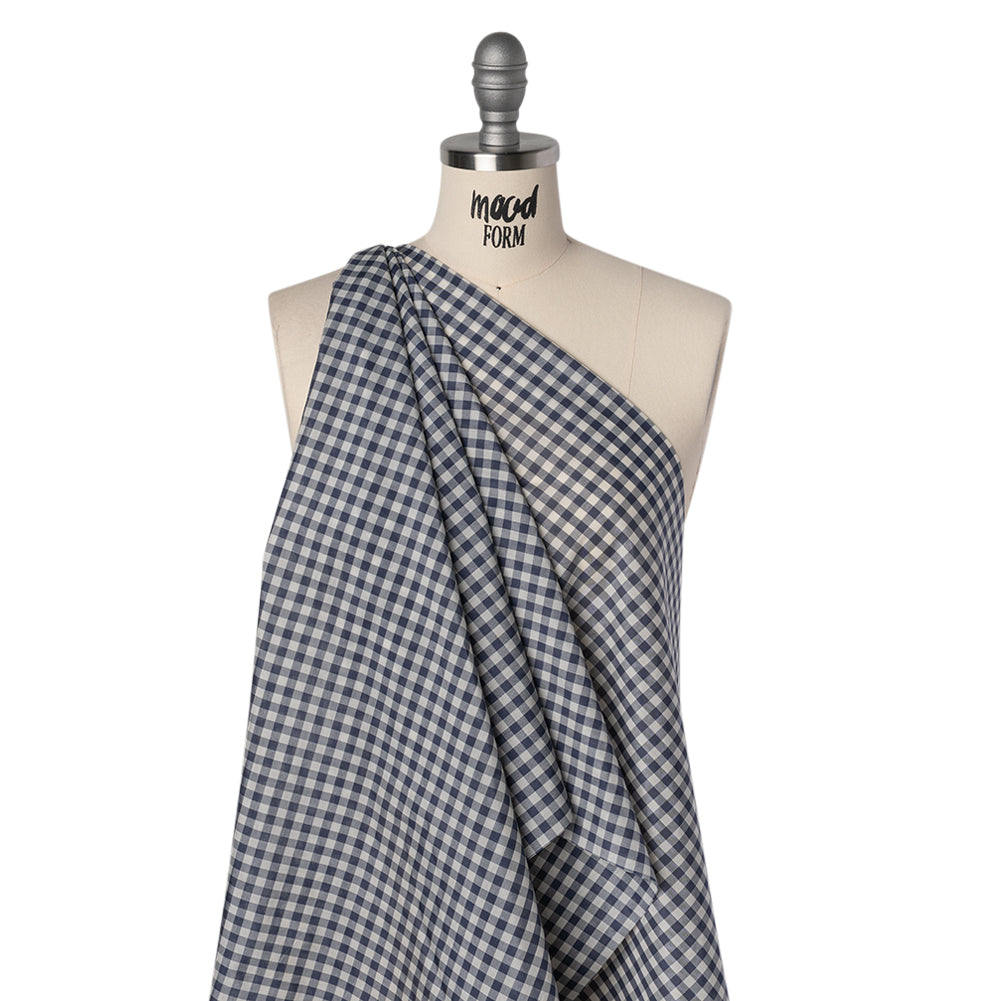Silk and Cotton Voile - Dark Blue and White Gingham - Deadstock - Joann Fabrics