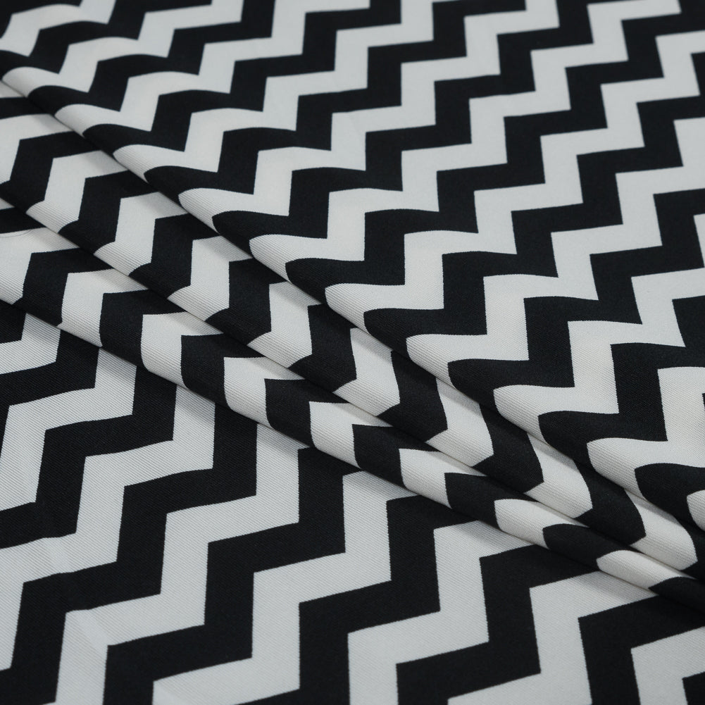 Black and White Zig Zag Printed Polyester Jersey - Joann Fabrics