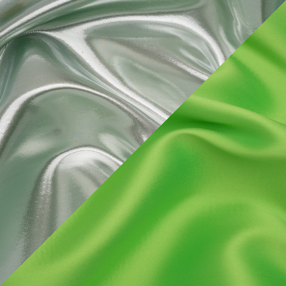 Double Faced Lame Mikado - Neon Green and Silver - Sara Collection - Joann Fabrics