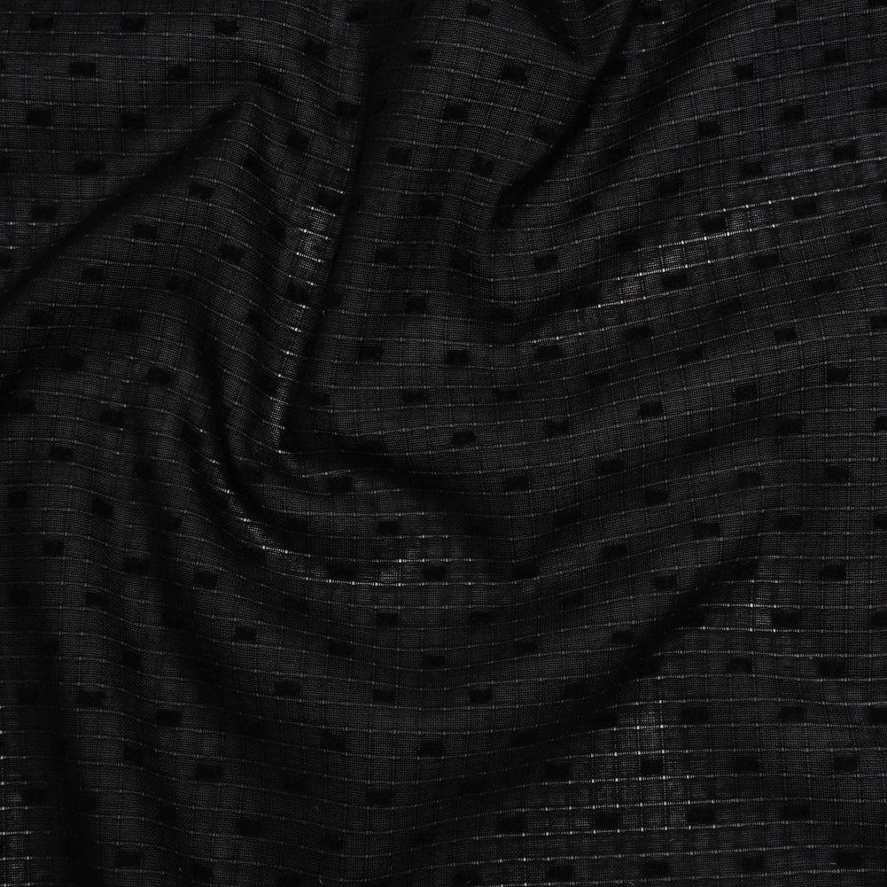 Swiss Dot Gridded Cotton Voile - Black - Famous Australian Designer Deadstock - Joann Fabrics