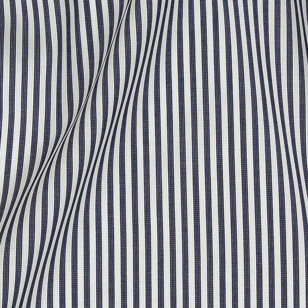Premium Midnight Navy and White Candy Striped Dobby Cotton Shirting - Joann Fabrics