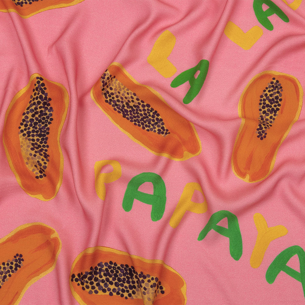 Rayon Challis - Pink Papayas - Snack Time Print - Mood Exclusive Citrus Collection - Joann Fabrics