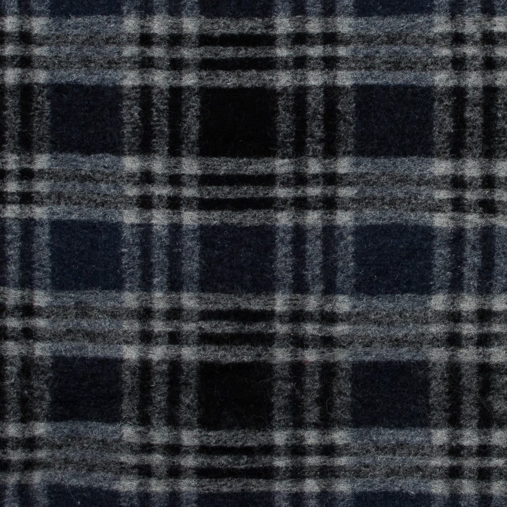 Wool Knit - Navy and White Plaid - Designer Deadstock - Joann Fabrics