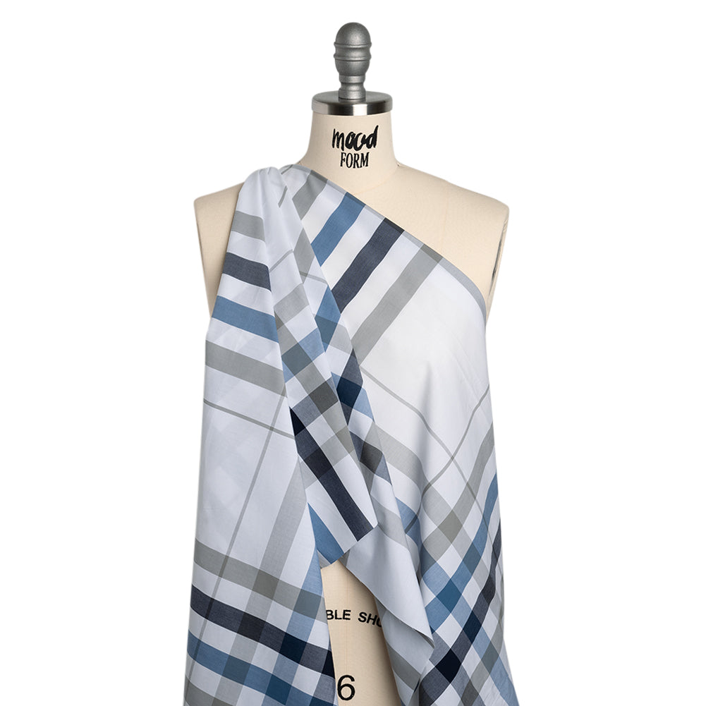Cotton Shirting - Navy, Blue and Gray Big Plaid - Deadstock - Joann Fabrics