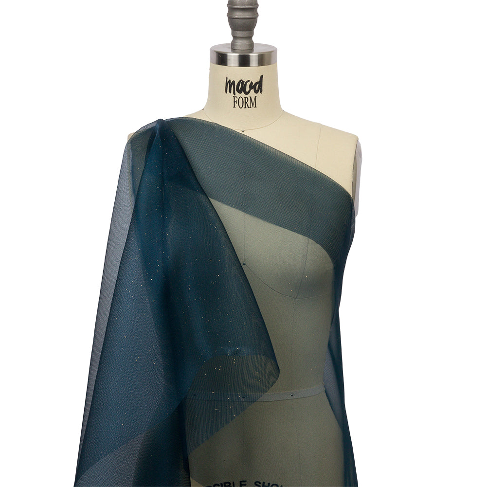 Polyester Mesh Organza with Gold Glitter - Navy - Starlight Collection - Joann Fabrics