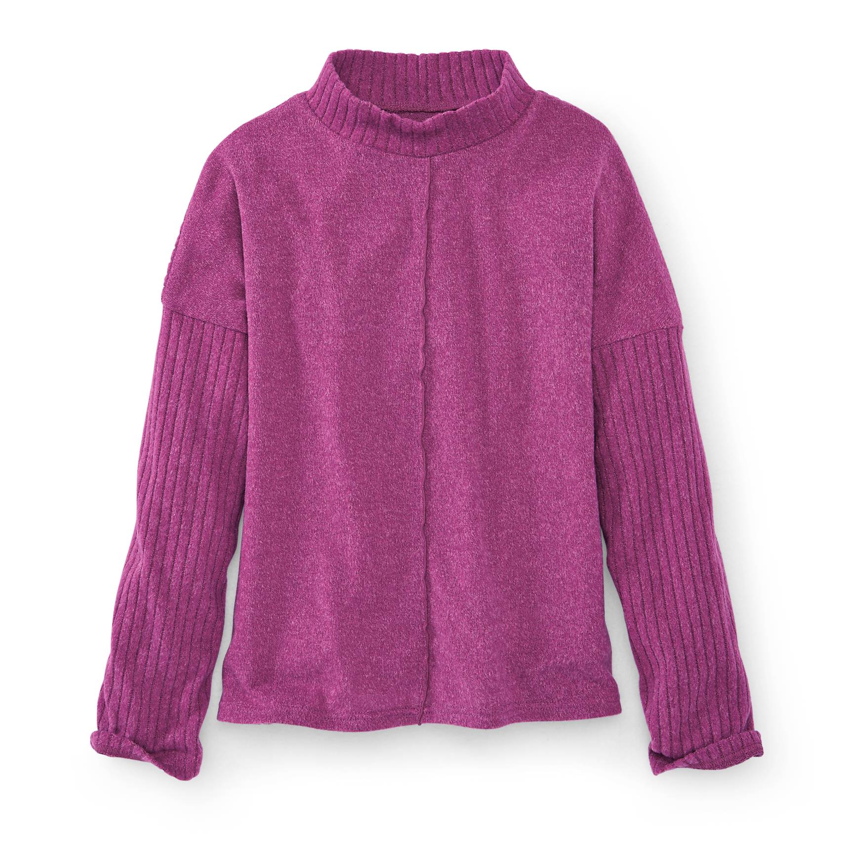 Brushed Knit Rib-Accent Pullover, Mockneck - Northstyle Catalog