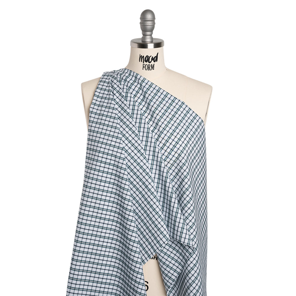 Cotton Shirting - Green, Black and White Plaid - Deadstock - Joann Fabrics