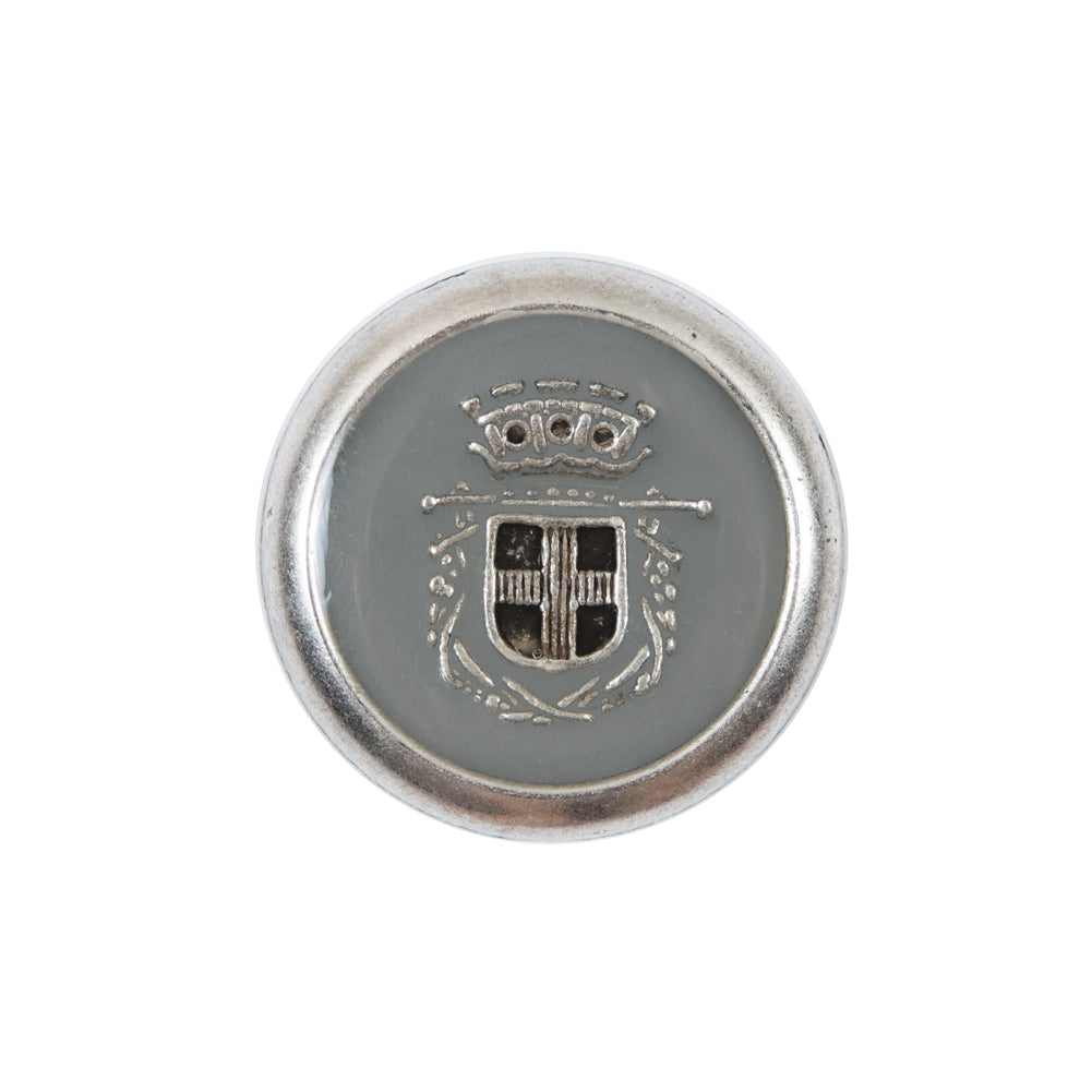 Italian Gray and Silver Crest Metal Button - 36L/23mm - Joann Fabrics