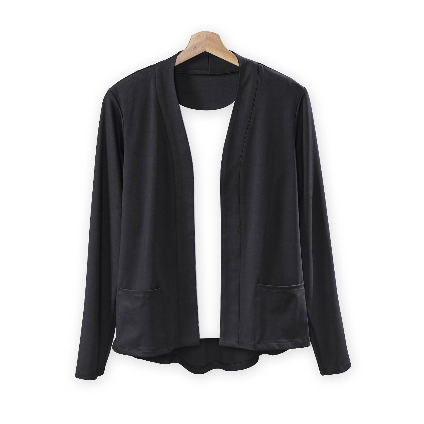Flyaway Knit Cardigan, Silky Knit, Front Pockets, Back Gathers - Northstyle Catalog