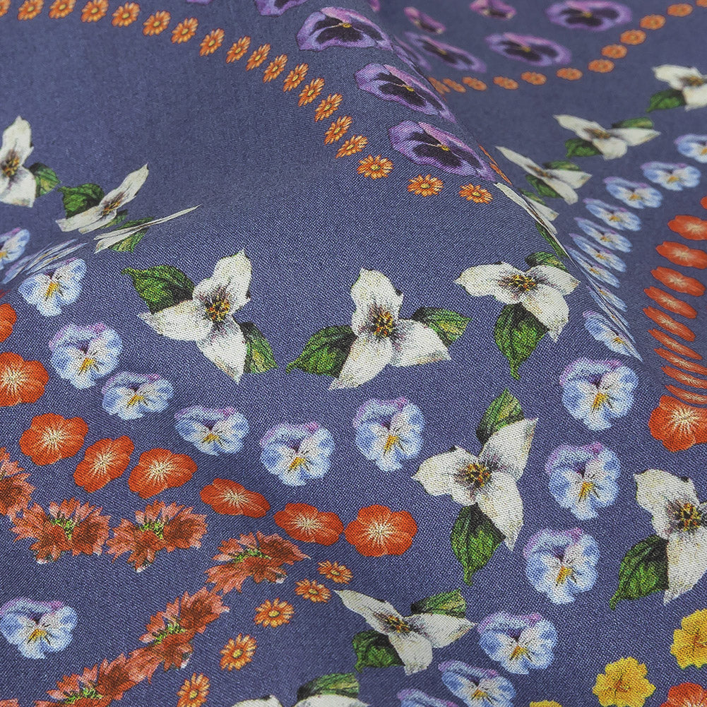 Mood Exclusive Danse des Fleurs Blue Cotton Poplin - Joann Fabrics