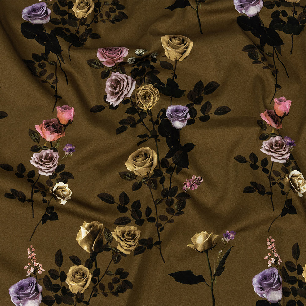 Stretch Cotton Sateen - Olive Floral - Rosa da Selva Print - Mood Exclusive Rio Collection - Joann Fabrics