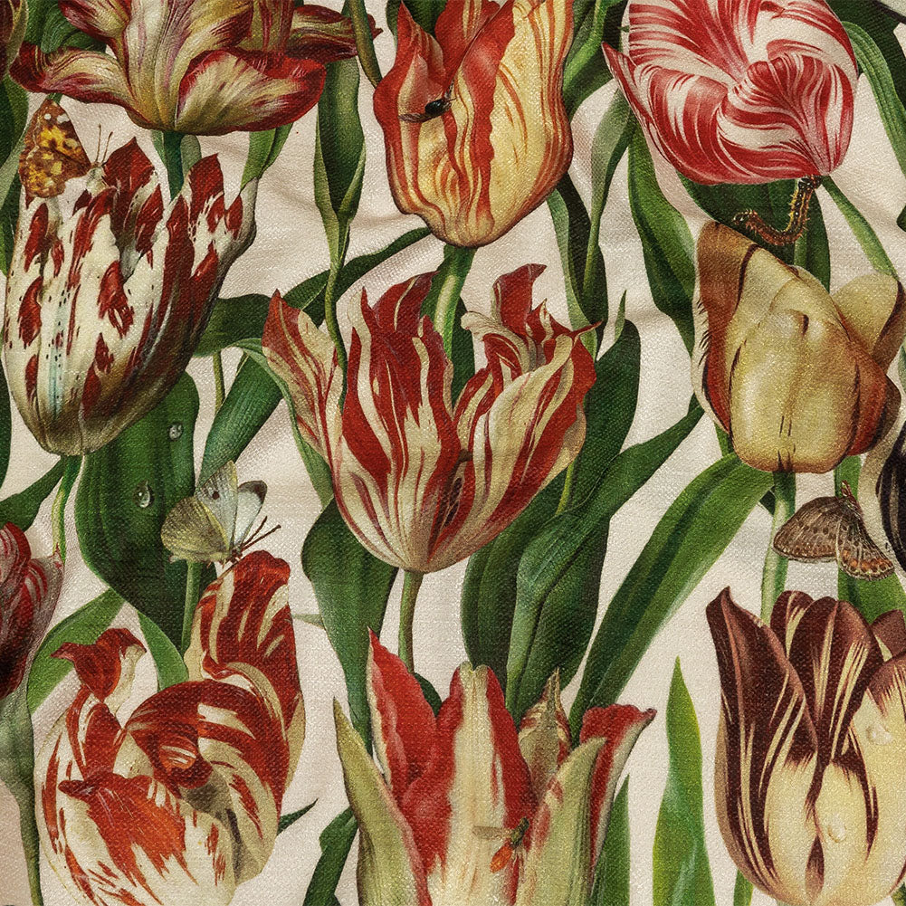 Red, Yellow and Green Tulips and Insects Printed Polyester Chenille - Joann Fabrics