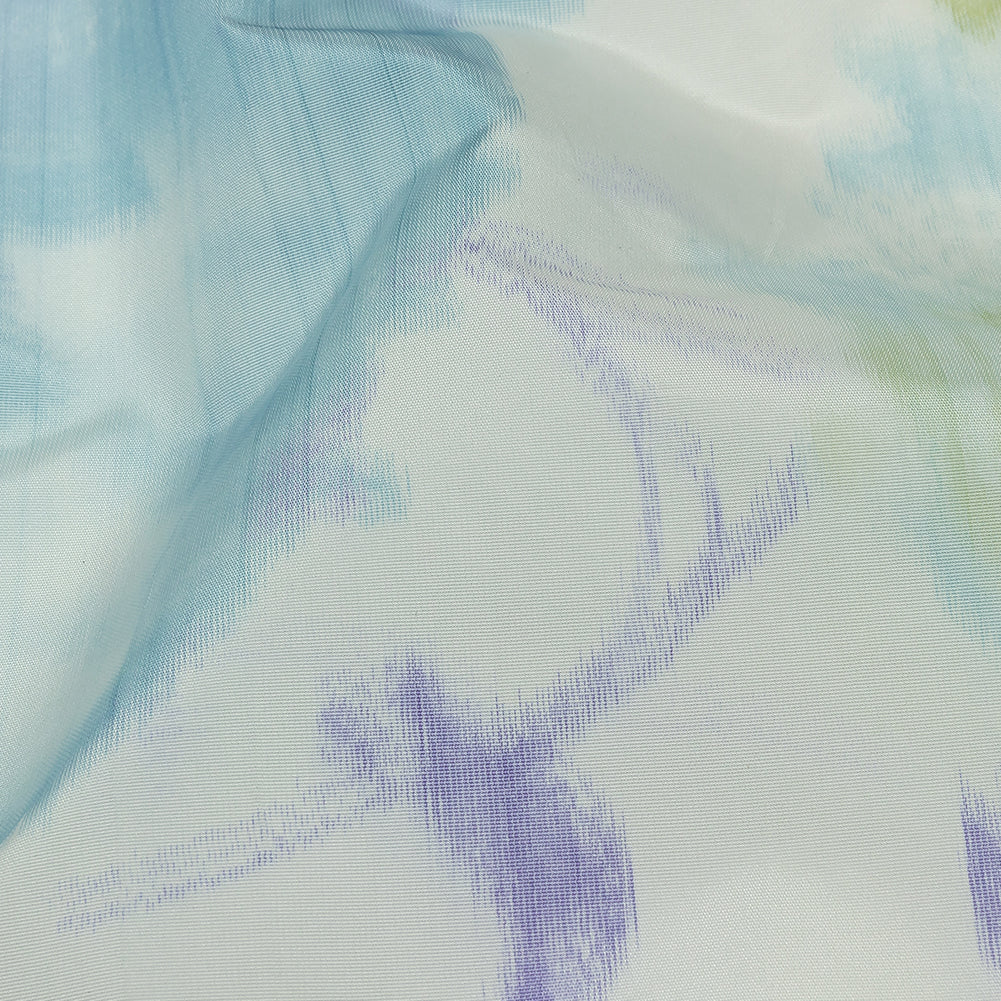 Italian Sky, Lime and Barely Blue Watercolor Flowers Warp Printed Polyester Faille - Joann Fabrics
