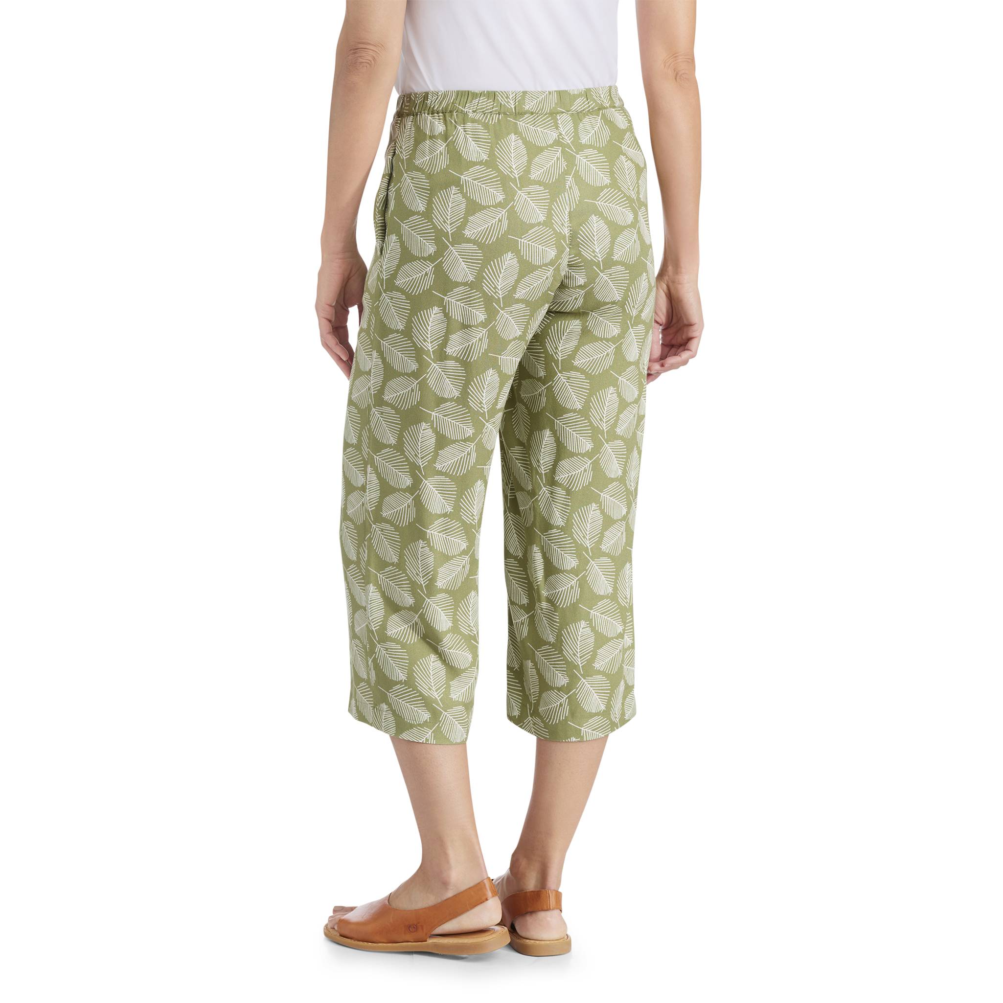 Leaf-Print Crepe Capris - Northstyle Catalog