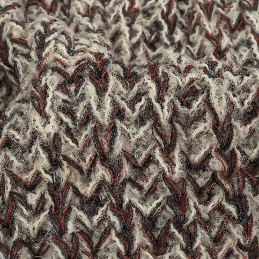Oxblood Red, Charcoal, and White Alyssum Chunky Boucled Wool Knit - Joann Fabrics