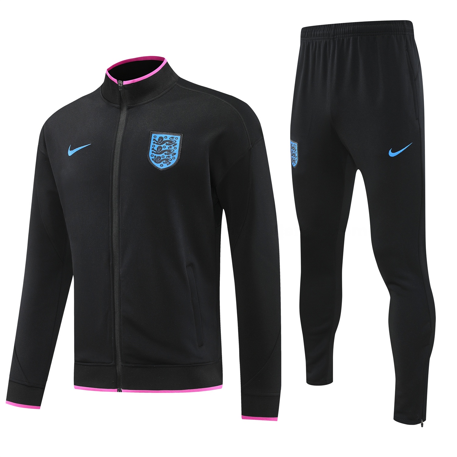 England 2026 Jacket Training Tracksuit - Black Top and Black Pants - UnitedFutballJersey