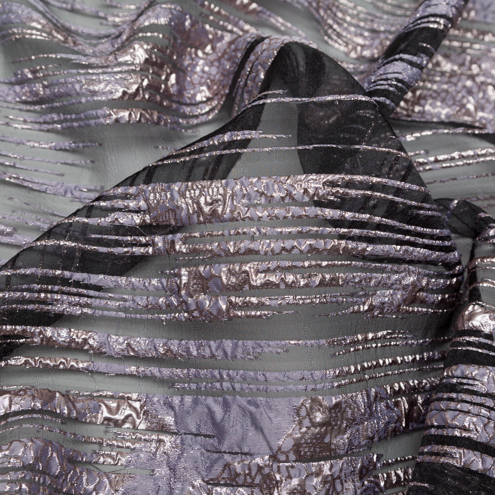 Metallic Wisteria and Black Luxury Striated Burnout Brocade - Joann Fabrics