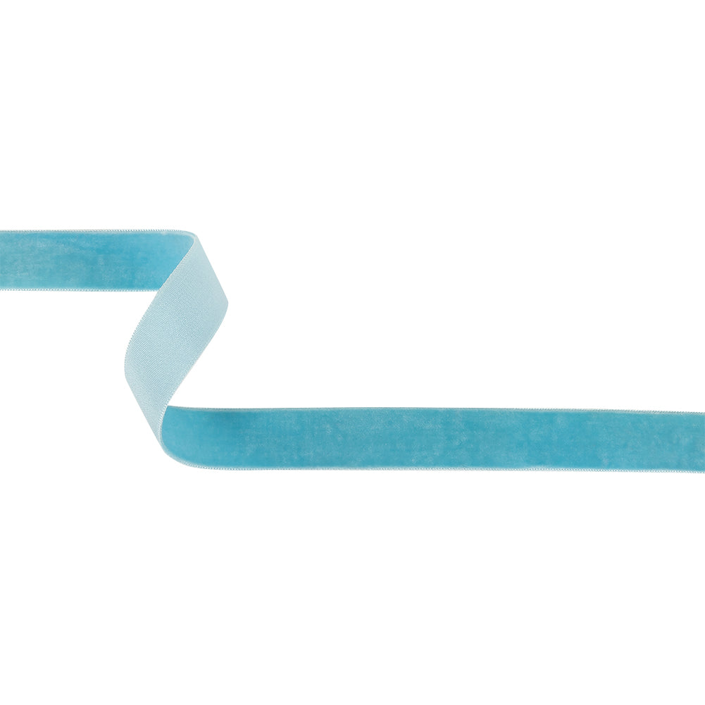 Sky Blue Single Face Velvet Ribbon - 0.75