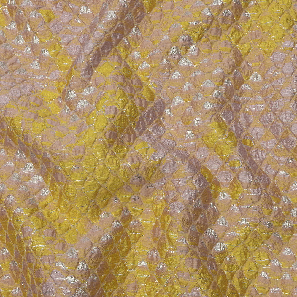 Metallic Yellow and Baby Pink Abstracted Scales Luxury Brocade - Joann Fabrics