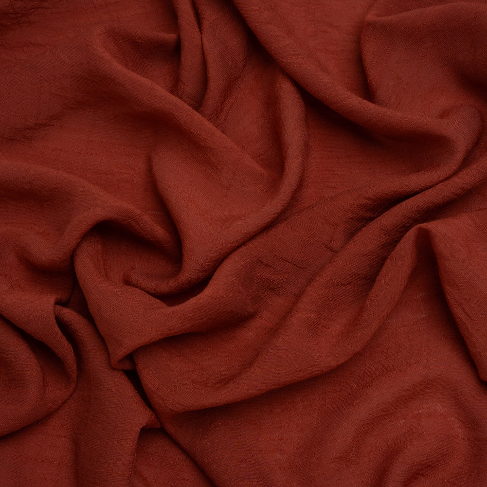 Textured Polyester and Rayon Gauzy Woven - Brick Red - Designer Deadstock - Joann Fabrics
