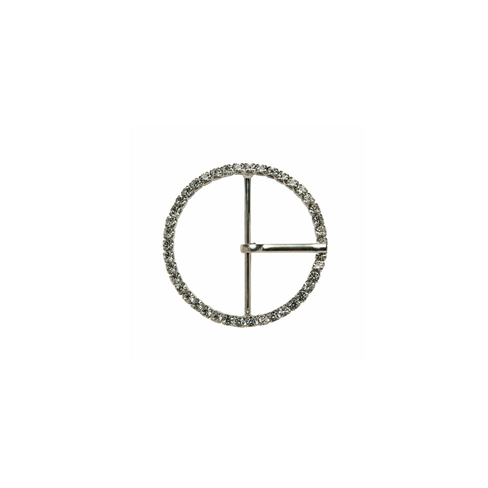 Swarovski Crystal and Silver Circular Rhinestone Buckle - 1.25