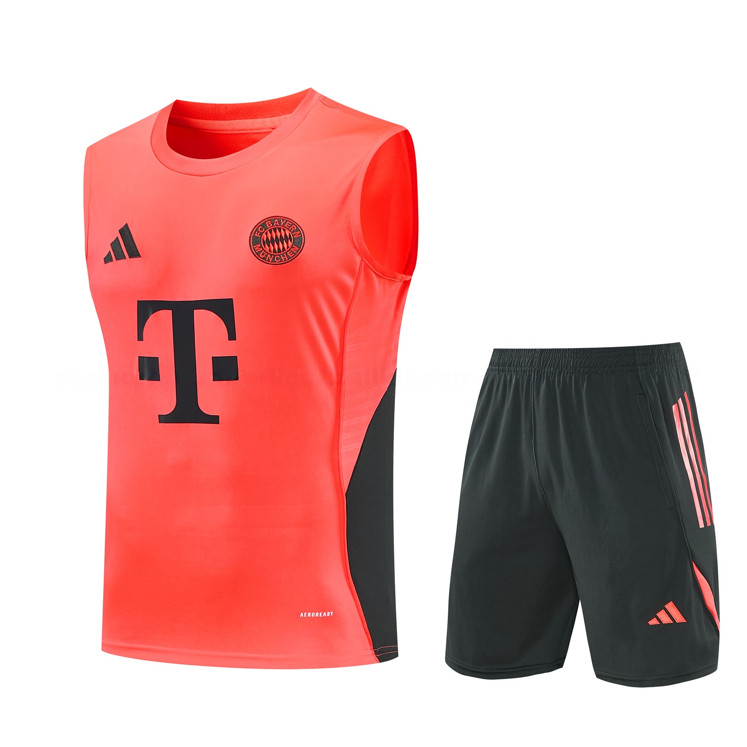 Bayern Munich 25-26 Vest Training Set - Coral With Black Accents Top & Black With Coral Accents Pants - UnitedFutballJersey