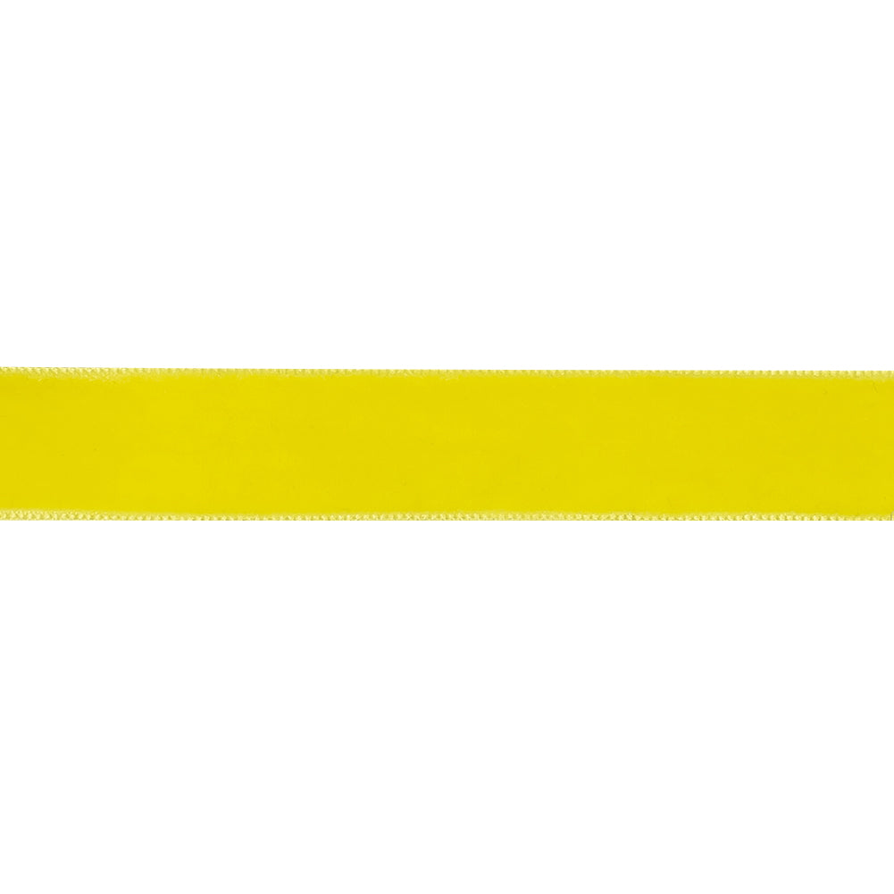 Lemon Yellow Single Face Velvet Ribbon - 0.625