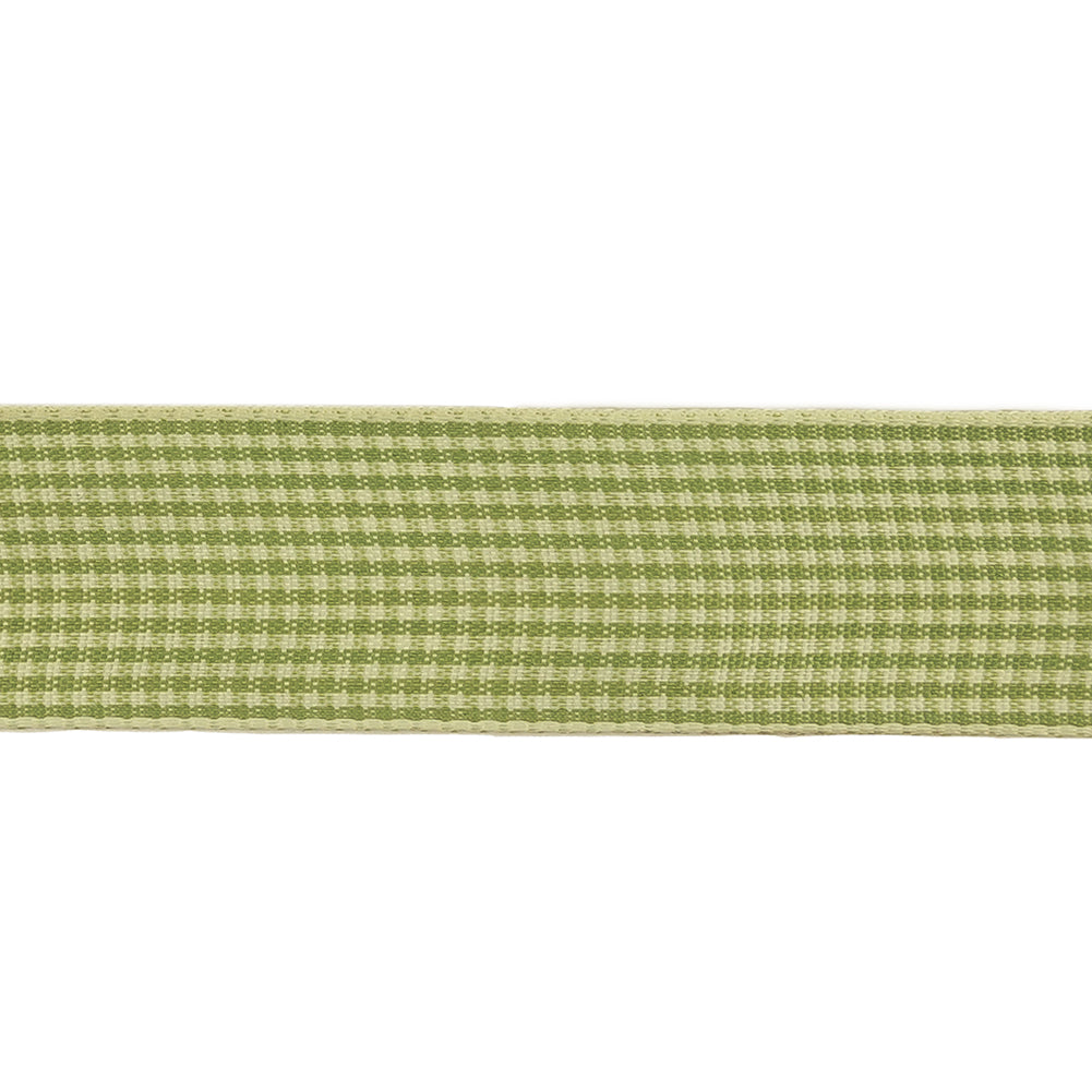 Lime and Cream Houndstooth Check Woven Ribbon - 1