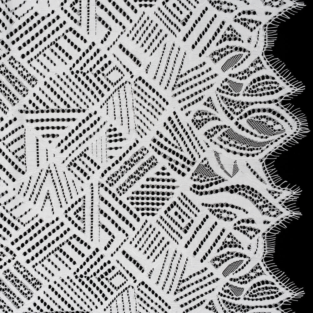 Raschel Lace with Organic Finished Edges - Ivory Geometry and Leaves - Joann Fabrics