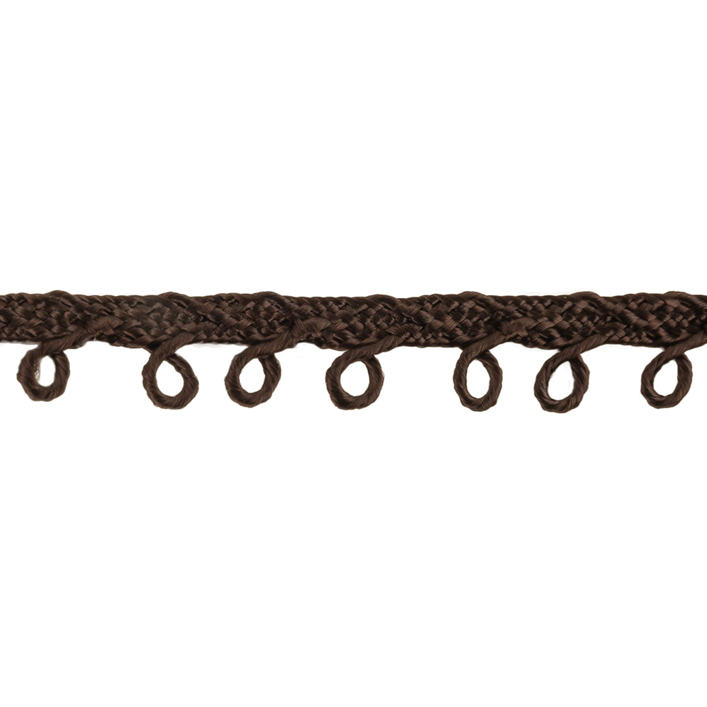 Brown Picot Edged Cotton Blend Braided Trim - 0.1875