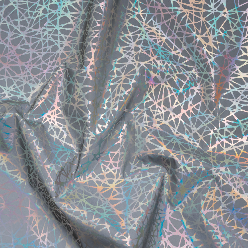 Foiled Reflective Fabric - Silver Gray with Rainbow Web - Joann Fabrics