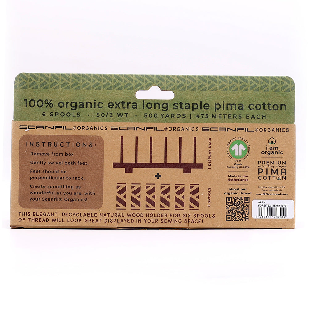 SCANFIL® 50wt Organic Pima Cotton Thread Set - 6ct 500yd Spools & Wood Rack - Holiday Traditions - Joann Fabrics