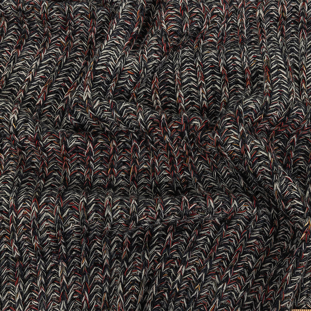 Italian Charcoal, Red and White Chunky Wool Knit - Joann Fabrics
