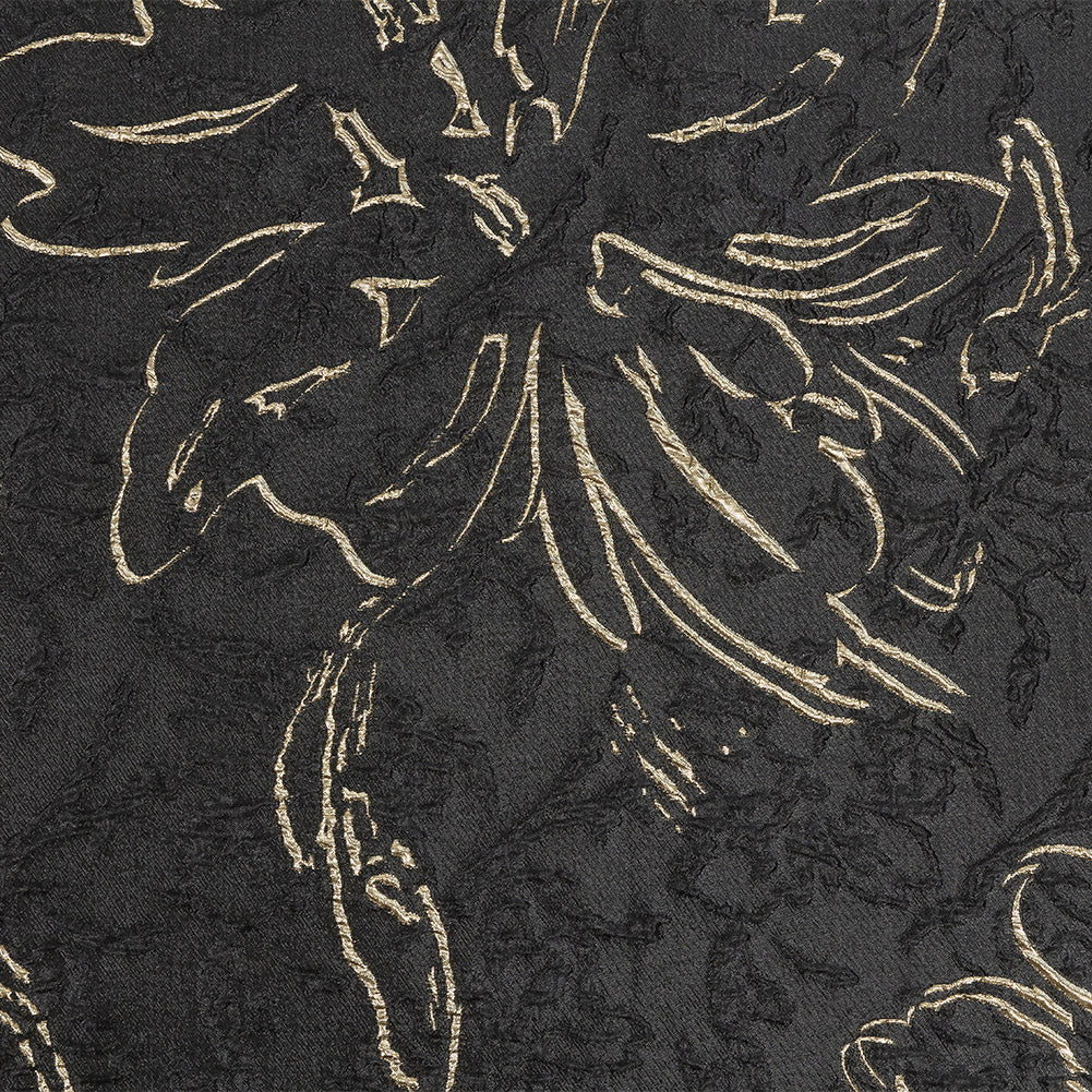 Metallic Gold and Black Floral Silhouettes Luxury Brocade - Joann Fabrics