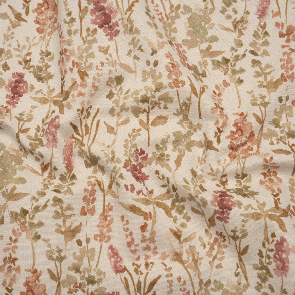Printed Cotton and Linen Canvas - Berry Painterly Flowers - British Imported - Joann Fabrics