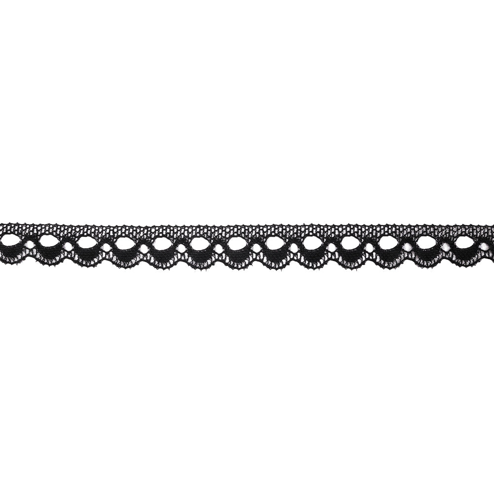 Black Scalloped Raschel Lace Trim - 0.75