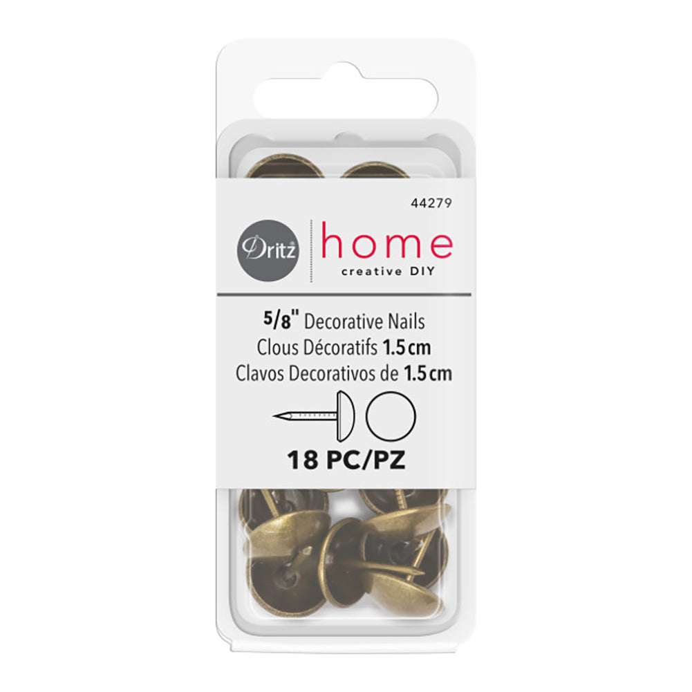 Dritz Home Decorative Nails - Antique Brass Smooth Round - 0.625