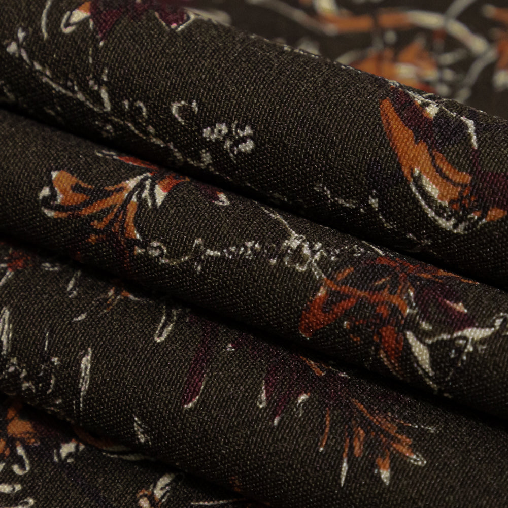 Stretch Polyester Crepe - Brown and Red Trees - Gloomy Garden Print - Mood Exclusive Serengeti Collection - Joann Fabrics