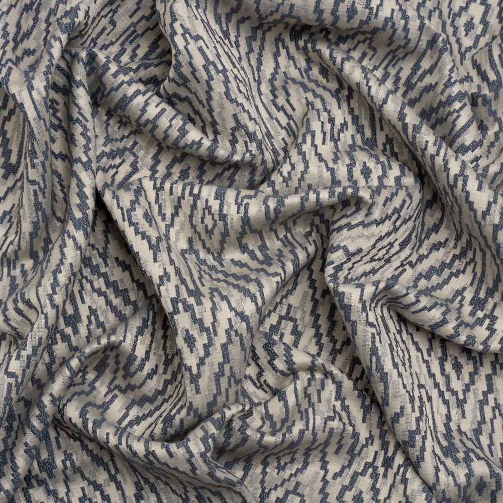 Geometric Recycled Polyester and Cotton Drapery Jacquard - Denim - British Imported - Joann Fabrics
