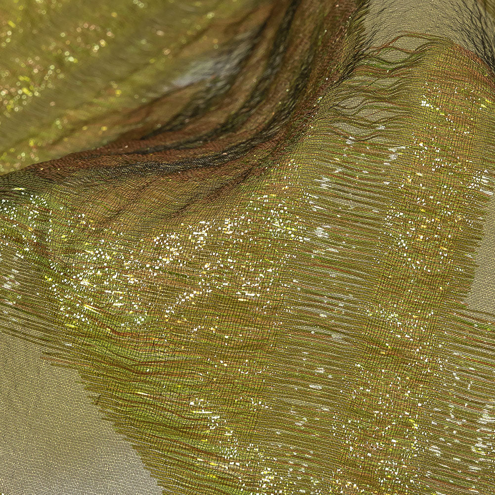 Metallic Olive and Gold Abstract Sheer Luxury Burnout Brocade - Joann Fabrics