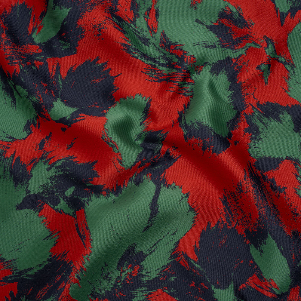 Luxury Polyester Brocade - Red, Green and Navy Blue Abstract Brushstrokes - Joann Fabrics