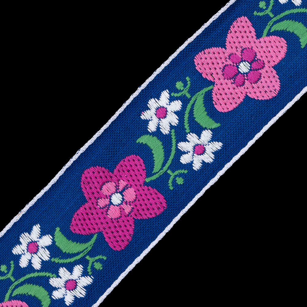 Blue and Pink Floral Jacquard Ribbon - 2