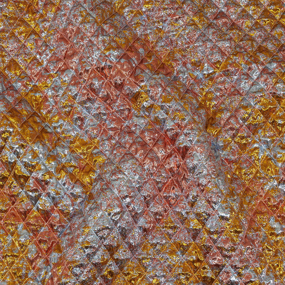 Metallic Coral, Gold and Baby Blue Diamond Quilted Luxury Brocade - Joann Fabrics