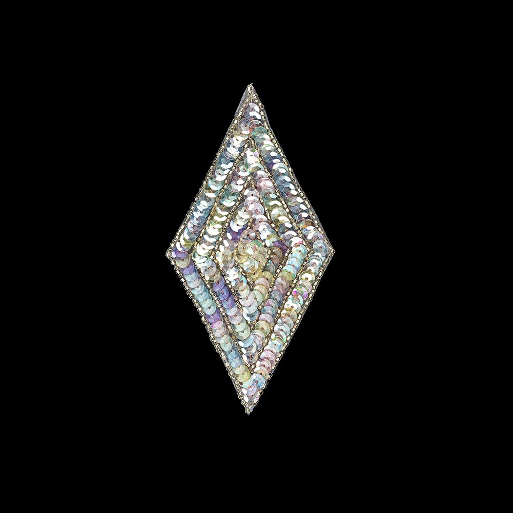 Vintage Crystal Confetti Sequins and Silver-lined Beaded Diamond Applique - 5