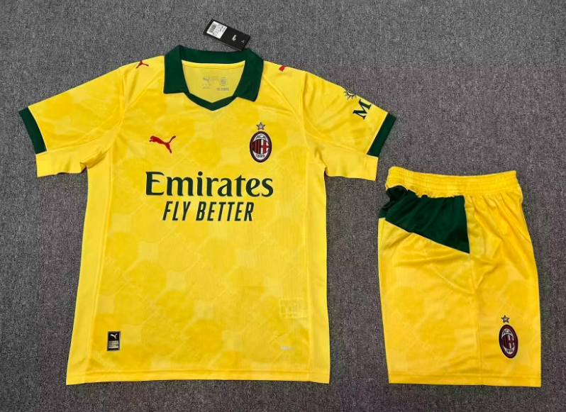 2025/2026 AC Milan Third Away Yellow Football Shirt 1:1 Thai Quality Kids Size