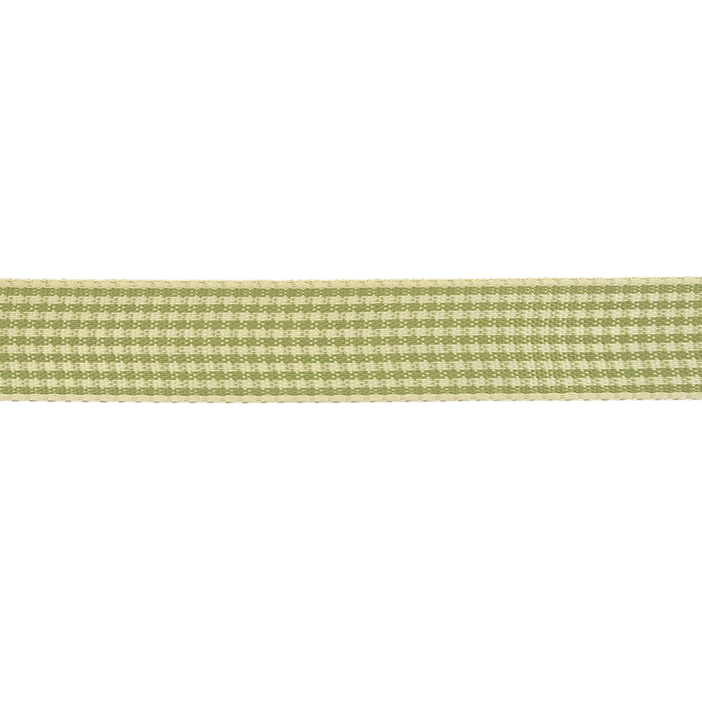 Lime and Cream Houndstooth Check Woven Ribbon - 0.625