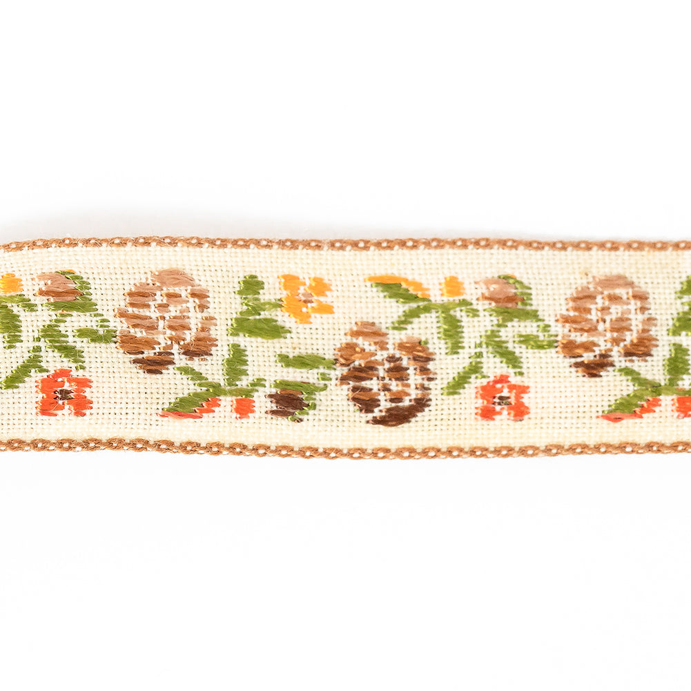 Orange Harvest and Brown Ombre Floral German Jacquard Ribbon - 0.625