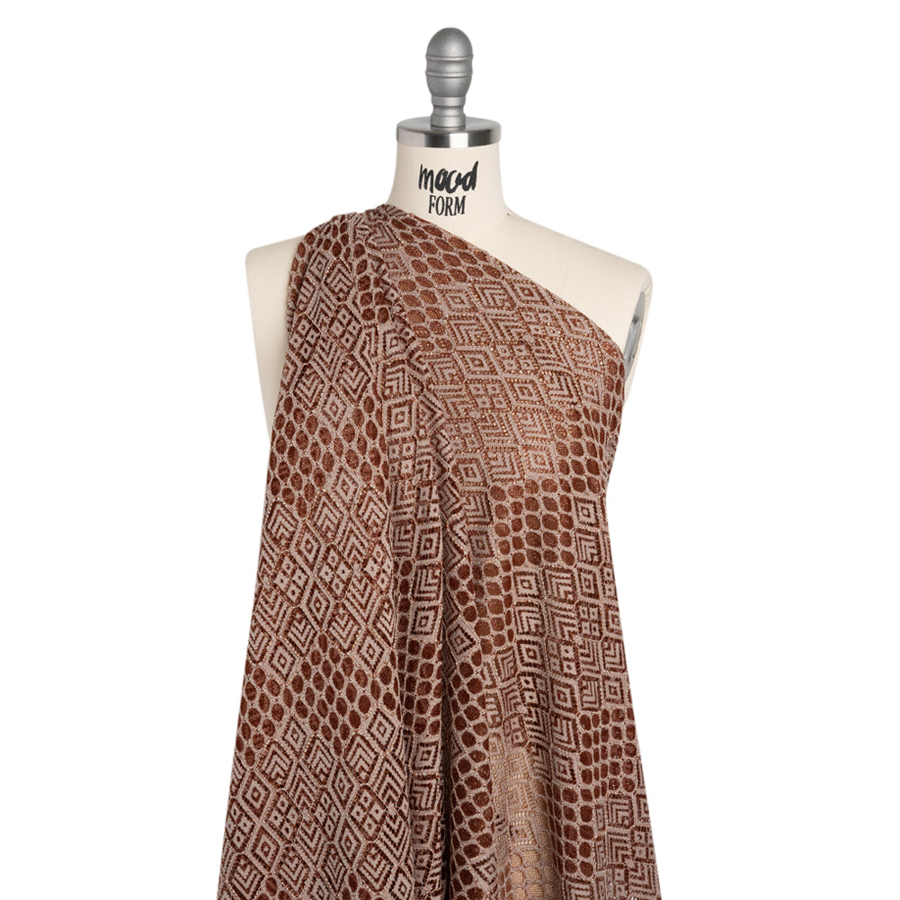 Corded Lace with Finished Edges - Maroon and Taupe Decorated Diamond Stripes - Joann Fabrics