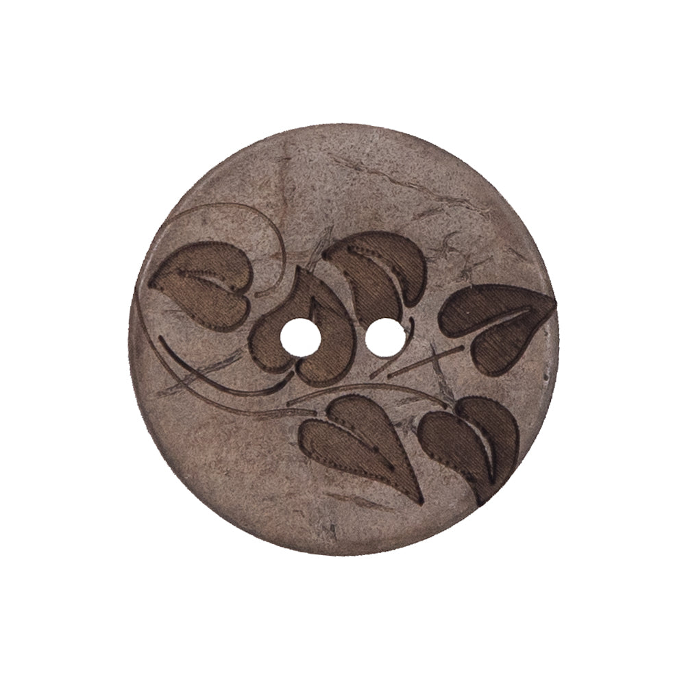 Italian Brown Leafy Etched Coconut Button - 40L/25.5mm - Joann Fabrics