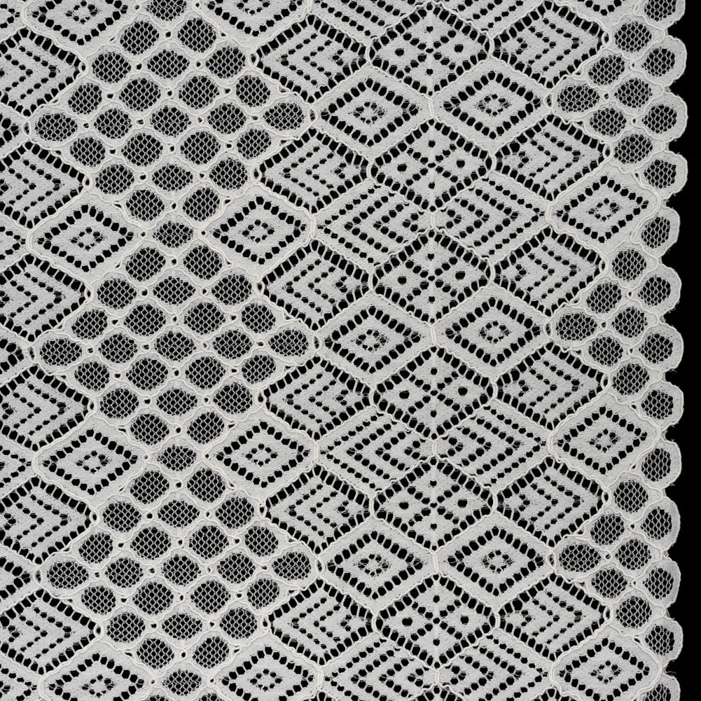 Corded Lace with Finished Edges - Ivory Decorated Diamond Stripes - Joann Fabrics